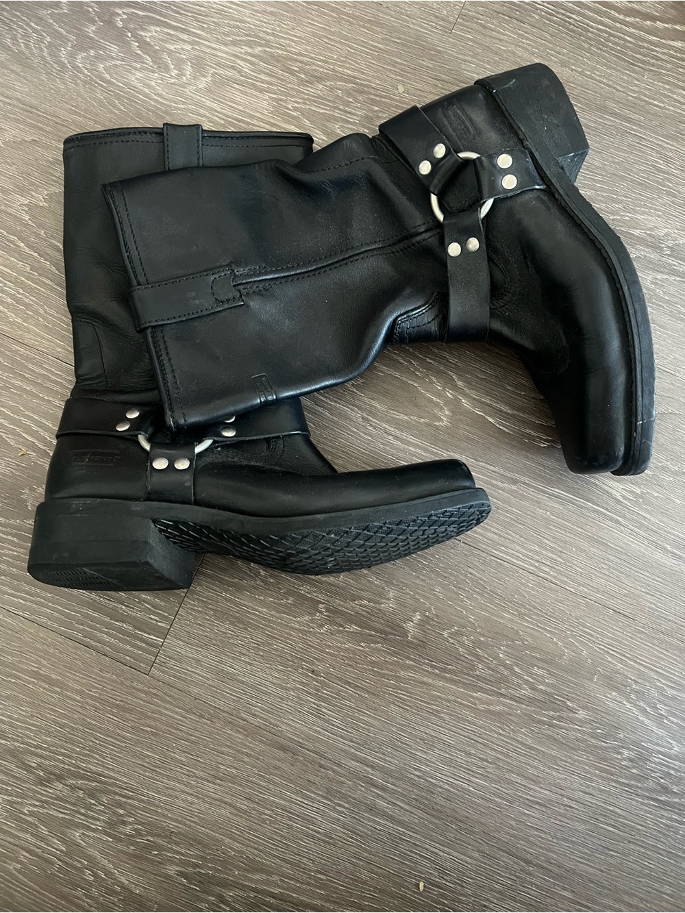 Element Black Leather Harness Boots for Men